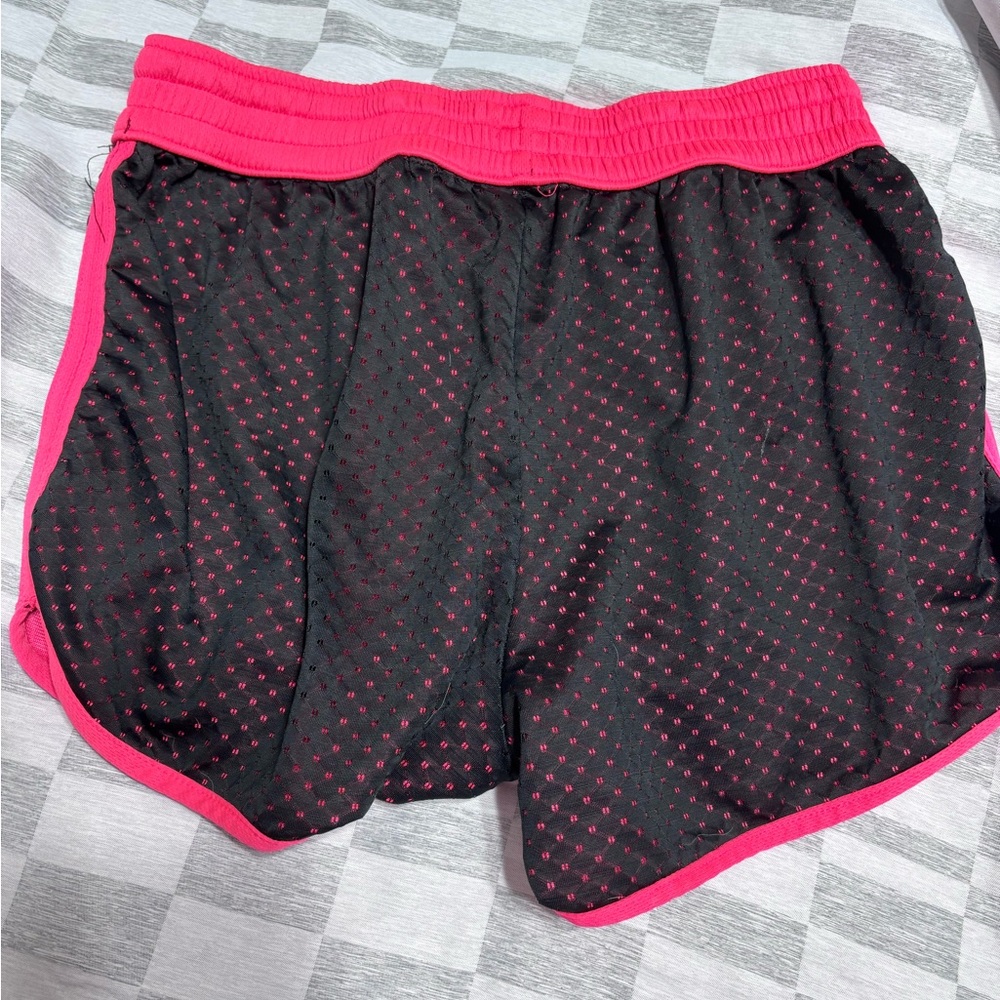 Women's Black and Pink Athletic Shorts